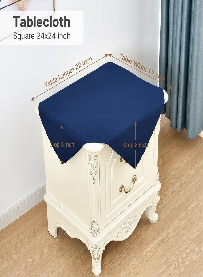 Nacuci Small Square Tablecloth 24x24 Inch Washable Polyester Side Table Cloth Solid Navy Heavy Duty End Table Cover for Dining Home Party - Image 2